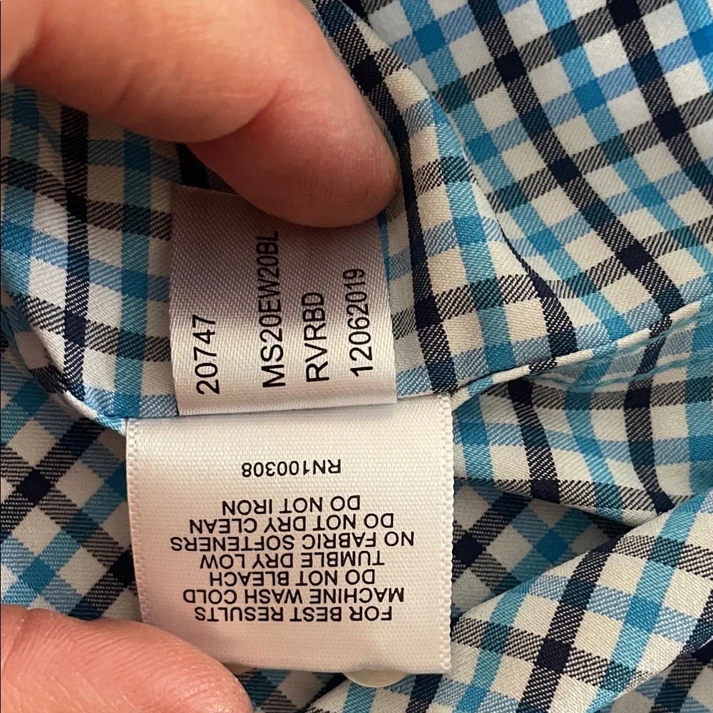 Peter Millar Men's Blue and White Checkered Shirt